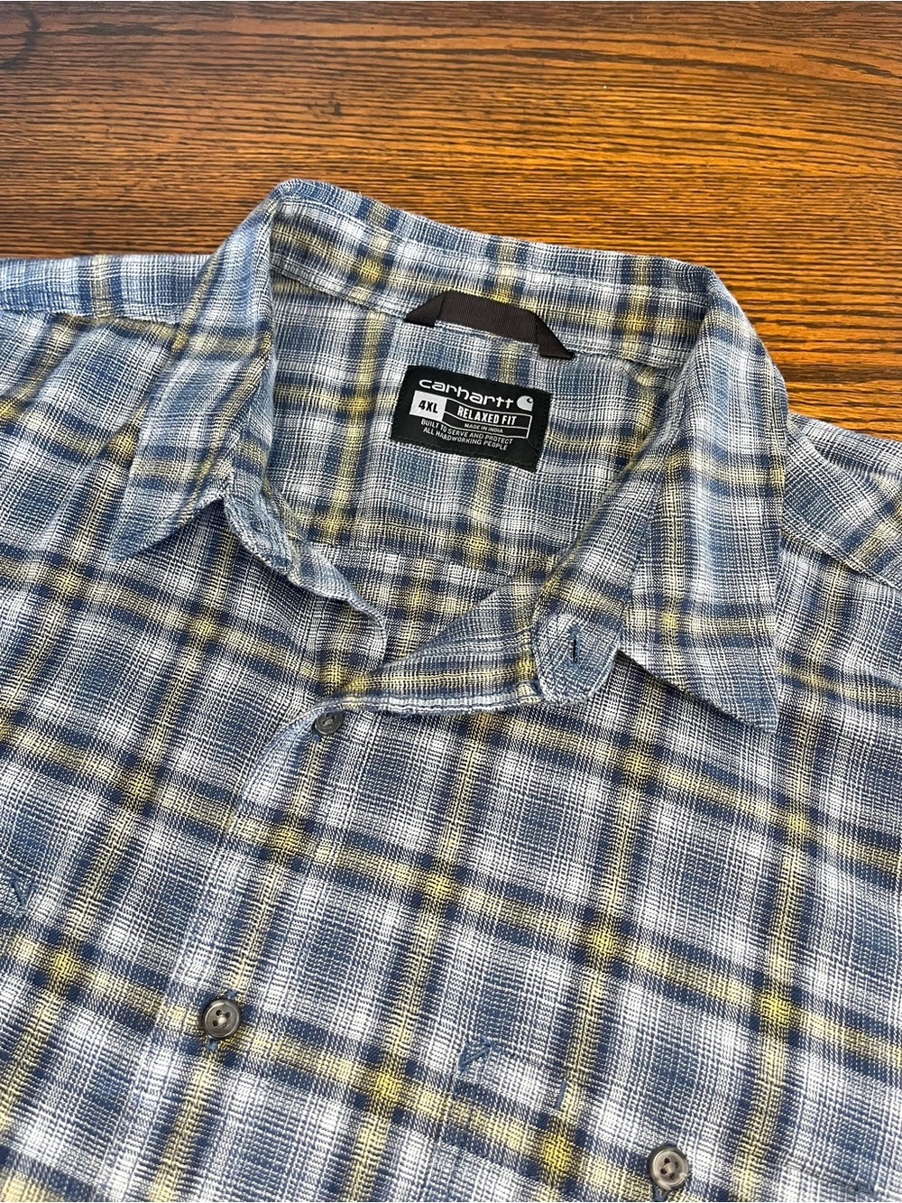 Carhartt Rugged Flex Relaxed Fit Plaid Flannel Shirt Mens 4XL Blue Green